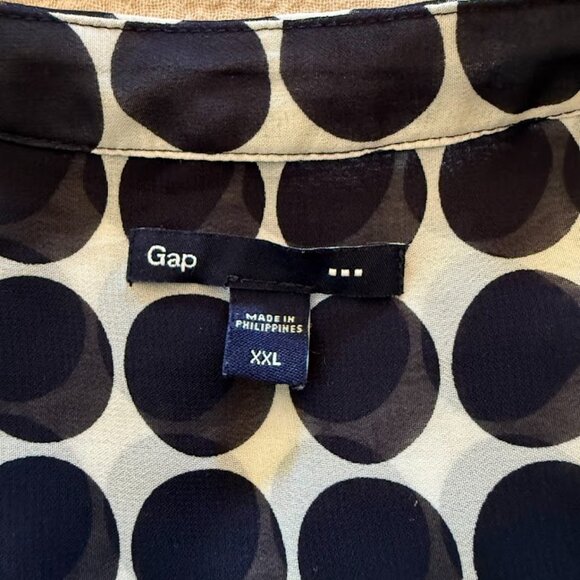 Gap Navy Blue Polka Dot Sheer Blouse, Size XXL - Picture 4 of 5